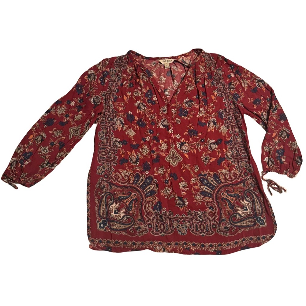 Lucky Brand 70s Women’s Floral Paisley Long Sleeve Blouse size S